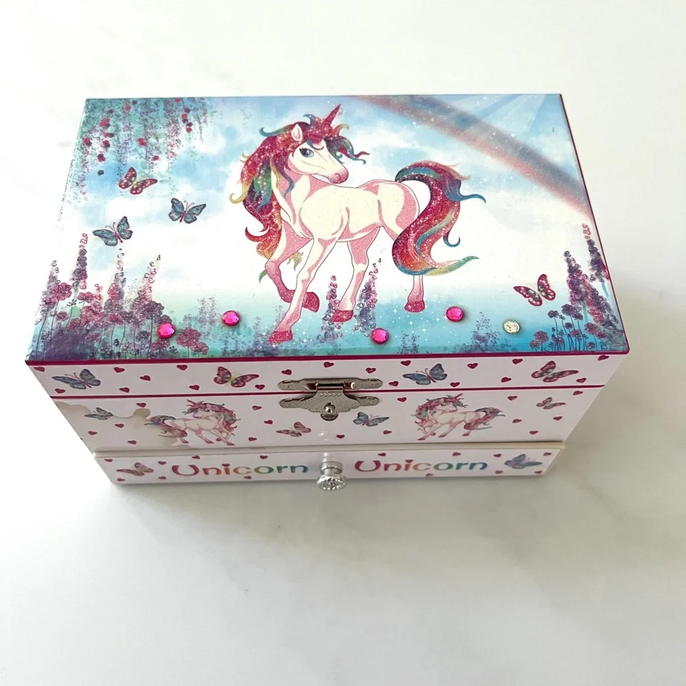 Fairy Glam Jewelry Music Box with unicorn Pullout Drawer Storage for Kids UK